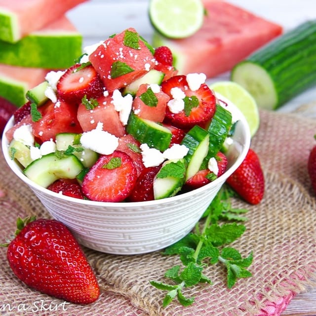 Cucumber, Strawberry & Watermelon Salad.