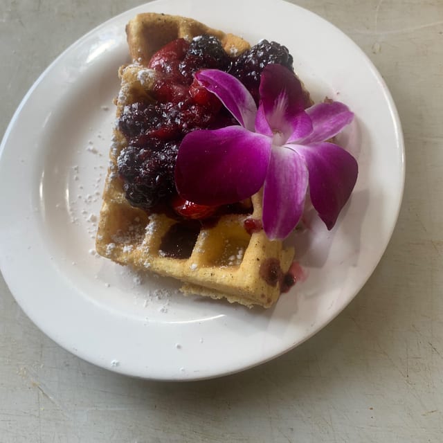 Waffle with Berry Sauce.